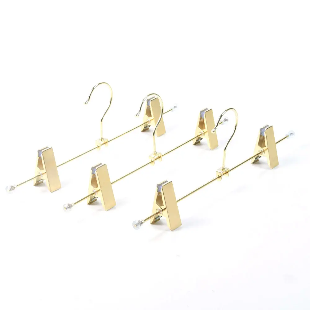 Wholesale Fashion And Durable Gold Metal Wire Clothes And Pants Hanger With Clips