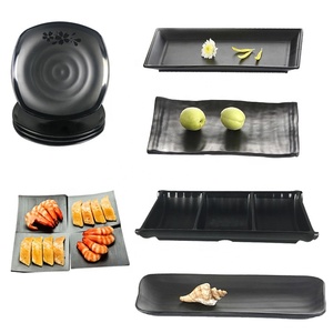 寿司ディナープレート黒陶器セラミックカラースクエアプラスチックプレート100% メラミン食器セット食器 - Product Image 3