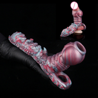 Alien Penis-Hülle mit Penisring und Klitoris-Stimulator, Silikon-Penisvergrößerer, G-Punkt-Stimulation, Paar-Sexspielzeug für Männer