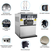 IJsmachine 48-50L/u Dubbele Compressor Soft Serve IJsmachine Tafelmodel Commerciële IJsmachine