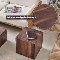 Table basse cube Aibike luxueuse en MDF imitation bois de noyer, 16*16*16 pouces, facile à nettoyer, meubles de salon, garantie 1 an