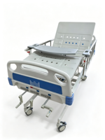 Lit médical manuel à 3 manivelles E-BC006 avec surface perforée, entièrement réglable en hauteur, pour soins hospitaliers aux patients