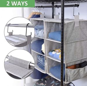 Detachable 3 <b>Shelf</b> Collapsible Hanging Organizer for Clothes and Shoes Canvas Hanging Closet <b>Shelf</b> Organizer - Product Image 5