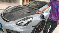 适用于保时捷 981 碳纤维车身套件 981 升级版 GT4 RS 风格碳纤维引擎盖保险杠