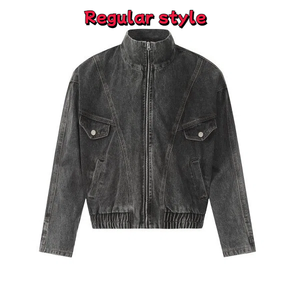 Giacca Bomber in Denim Vintage Personalizzata 2025 per <span class=keywords><strong>Uomo</strong></span>, Imbottita, con Zip e Decorazioni Ricamate a Motivo Letterale - Product Image 4