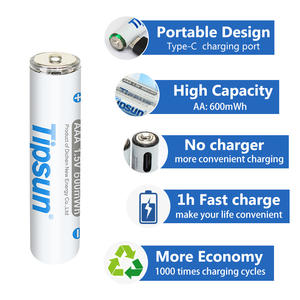 Neue design 1.5v aaa li ionen 600mwh akku mit micro usb typ c - Product Image 3