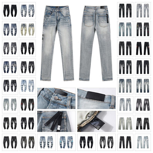 Jeans de Diseñador para Hombre de Alta Calidad, Marca Reconocida, Tejidos Elásticos, Color Oscuro Desgastado, Estilo Desgarrado, Últimos Modelos - Product Image 2