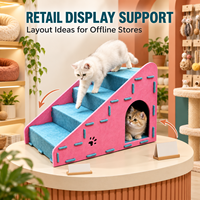Escaliers pour animaux de compagnie en feutre 2-en-1 personnalisés avec tunnel pour chat, marches intérieures pour chats et petits chiens, vente en gros OEM ODM