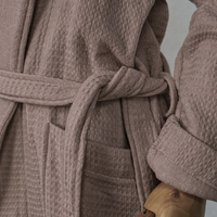 Peignoir gaufré en coton doux pour hôtel et spa, avec col châle, pour femme, ceinturé, commande en gros pour toutes les saisons