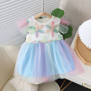 Summer Toddler Girls Skirts <b>One</b>-<b>Year</b>-Old Baby Girl <b>Dress</b> with Flying Sleeves Rainbow Princess <b>Birthday</b> Party <b>Dress</b> for Children - Product Image 1