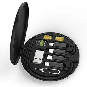 Kabel adaptor USB multifungsi, kotak penyimpanan konversi pemblokir Data USB 60W kabel Data USB jalur pengisian cepat
