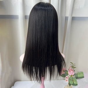 Parrucca Full Lace Senza Colla <span class=keywords><strong>con</strong></span> Base in Seta, Grado 12A, Capelli <span class=keywords><strong>con</strong></span> Cuticole Allineate, Nodi Invisibili, <span class=keywords><strong>Top</strong></span> in Seta, <span class=keywords><strong>con</strong></span> Frangia, Colore Naturale - Product Image 6