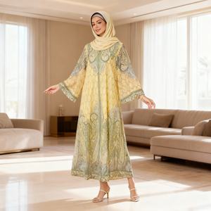 Vestido Abaya Informal de Chifón Estampado Moderno con Diamantes Termoadhesivos para Mujeres Musulmanas, Uso Diario, Nuevo Diseño 2026 - Product Image 3
