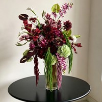 Susunan Bunga Bola Hydrangea Sutra Buatan Warna Merah Hijau 50cm Paling Laris untuk Dekorasi Pernikahan dan Rumah yang Populer