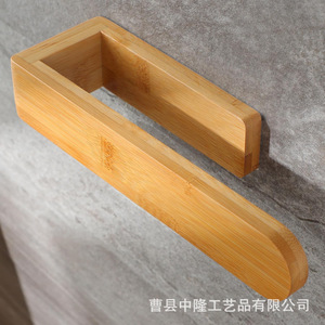 Toallero de bambú para montar en la pared, organizador con estante para almacenamiento de toallas en el baño y la cocina - Product Image 4