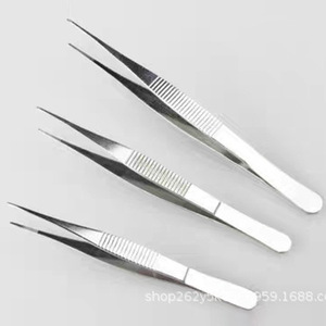 Pince à épiler en acier inoxydable épaissi 201, à pointe allongée, droite, courbée ou dentée, pour l'épilation et la dissection - Product Image 4