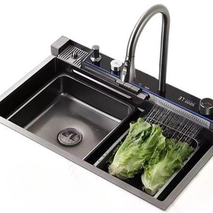 2025 Popular Large Single Slot Multifunction <strong>Sink</strong> Anti-Scratch LED Digital Display 304 Stainless Steel Waterfall <strong>Kitchen</strong> <strong>Sinks</strong> - Product Image 6