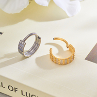 Anting Titanium G23 16G Model Segmen untuk Hidung dengan Zirkonia Kubik, Anting Tiga Lapis untuk Tulang Rawan, Helix, Tragus, Perhiasan Tindik Wanita