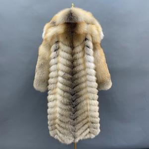 Manteau long d'hiver pour <span class=keywords><strong>homme</strong></span>, <span class=keywords><strong>fourrure</strong></span> de renard véritable Golden Island Fox - Product Image 6