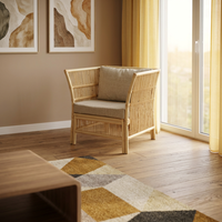 Fauteuil Alena en rotin, moderne, confortable, pour salon, chambre, salle à manger, élégant, durable, artisanal, relaxant