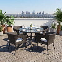 Ensemble de salle à manger en rotin PE pour l'extérieur, table en verre moderne durable, best-seller, meubles de jardin pour bistrot