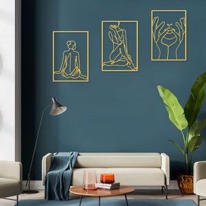Decoración de pared con acentos modernos de Metal para el hogar, escultura 3D <span class=keywords><strong>minimalista</strong></span> abstracta para sala de estar, decoración de pared artística de lujo para el hogar - Product Image 5