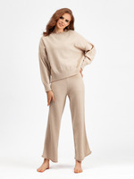 Ensemble de chandails en deux pièces pour femmes, motif uni décontracté, coupe ample, vente en gros, tricot pull