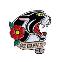 Nouvelle Arrivée Épingles de Revers Émaillées « Be Brave Panther » Vente en Gros Badge Dessin Animé Mignon Personnalisable avec Logo