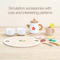 Juego de Té de Madera, Juguete de Imitación para Cocina, Taza, Platillos, Postres, Picnic, Fiesta, Niños, Niñas, 3-6 Años, Regalo