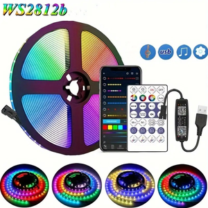 ไฟ LED แถบ WS2812B RGBIC แบบ USB 5V เปลี่ยนสีได้ พร้อมเอฟเฟกต์ไล่สีและแสงระยิบระยับ สำหรับตกแต่งโต๊ะทำงานและสร้างบรรยากาศ - Product Image 3