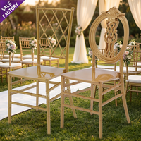 Chaise de réception élégante en plastique couleur or empilable pour mariage, hôtel, événements extérieurs, fêtes, restaurant