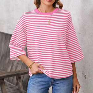 Nouvelle Arrivée 2026 – Haut Tricoté Rayé à Col Rond et Nœud au Dos pour <span class=keywords><strong>Femme</strong></span> - Product Image 1