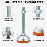 Pieds de nivellement robustes D80*M16*L120/150 en acier au carbone zingué avec base antidérapante en PVC, pieds de nivellement réglables M16