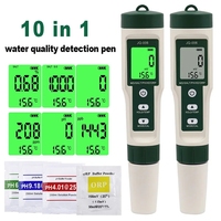 JQ006 Nouveau type de testeur de qualité de l'eau 10 en 1 pH/TDS/EC/Sel/Temp/S.G/ORP/H2/Fertile/Résistivité Testeur de haute qualité pH ORP