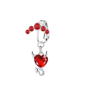 Clip de diamant rouge Zircon pendentif pierre Style sans poinçon en acier inoxydable nombril ongles bijoux de mode Piercing bijoux - Product Image 2