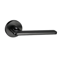 Poignée de porte moderne en alliage de zinc, ronde, avec rosette noire, pour usage intérieur dans les hôtels, appartements, bureaux et bâtiments commerciaux