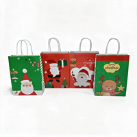 Sac en papier kraft vert de Noël en stock, 120 g/m², recyclable, avec poignée découpée, idéal pour les paniers de supermarché et de magasin