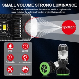 Phare à lentille de projecteur laser Bi-LED Y80 H4 230W 12V 24V, phare à lentille LED à trois faisceaux, Focos LED pour moto - Product Image 6