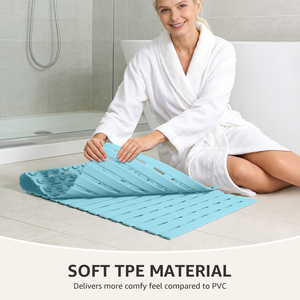 OTHWAY Shower <strong>Mat</strong> Non Slip Easy to Cut Shower Floor <strong>Mat</strong>, Machine Washable Bathtub <strong>Mat</strong>, Light <strong>Blue</strong> Non Slip Soft <strong>Bath</strong> <strong>Mat</strong> Tub - Product Image 4