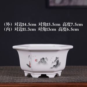 <span class=keywords><strong>Vasi</strong></span> per Piante Bonsai da Interno in Ceramica con Pittura a Inchiostro <span class=keywords><strong>di</strong></span> Paesaggio - Product Image 4
