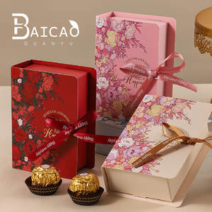 Boîtes en carton en forme de <span class=keywords><strong>livre</strong></span> avec ruban fleuri fait à la main pour bonbons, chocolat, nourriture, emballage, décoration de mariage, fête de vacances - Product Image 5