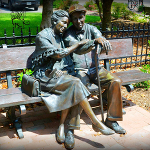 ベンチに座って装飾的な等身大古いカップル彫刻老人女性ブロンズガーデン像 - Product Image 6