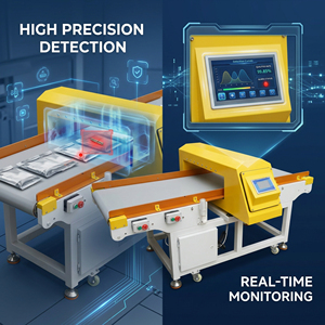Sistema di Rilevamento con Nastro Trasportatore per Industria Alimentare, Rilevatore di Metallo con Schermo Touch per Imballaggi in Alluminio, Indumenti e Prodotti - Product Image 2