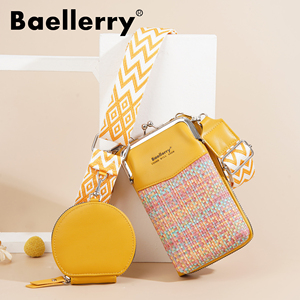 New Women's Mobile <strong>Phone</strong> <strong>Bag</strong> Baellerry Braided Contrasting Color One-shoulder Cross-span <strong>Bag</strong> Fashionable Mother-child <strong>Bag</strong> Wallet - Product Image 1
