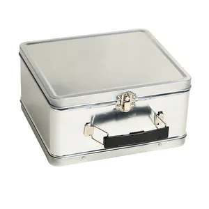 New Products Factory Direct Custom Print Rectangular Sealed Metal Lunch Tin Box Suit And Cup With Handle