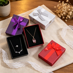 Luxury Square Paper Jewellery Box Custom Logo Printed Bow <b>Tie</b> Gift Packaging Box for Pendant Ring Bracelet - Product Image 4