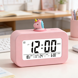 Réveil numérique LCD <span class=keywords><strong>Licorne</strong></span> avec design mignon de dessin animé pour la décoration de bureau, maison, cuisine, usage familial, étudiant, enfant - Product Image 4