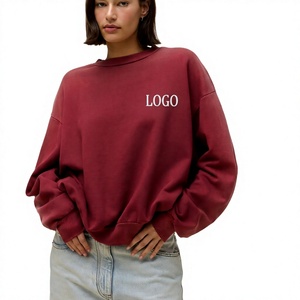 เสื้อสเวตเชิ้ตโอเวอร์ไซส์ทรงหลวม คอกลม แขนยาว ผ้าฝ้ายฟลีซ สำหรับผู้หญิง พร้อมโลโก้แบบกำหนดเอง - Product Image 2