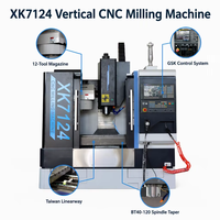 Nouvelle machine de fraisage CNC VMC à broche verticale simple SHANDONG HUAWEI, avec Linearway Dro Mini XK7124 de Taïwan, capacité de 12 outils, légère