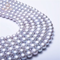 En gros 9-10mm AA-argent gris rond réel naturel eau douce Edison brin perle pour les femmes